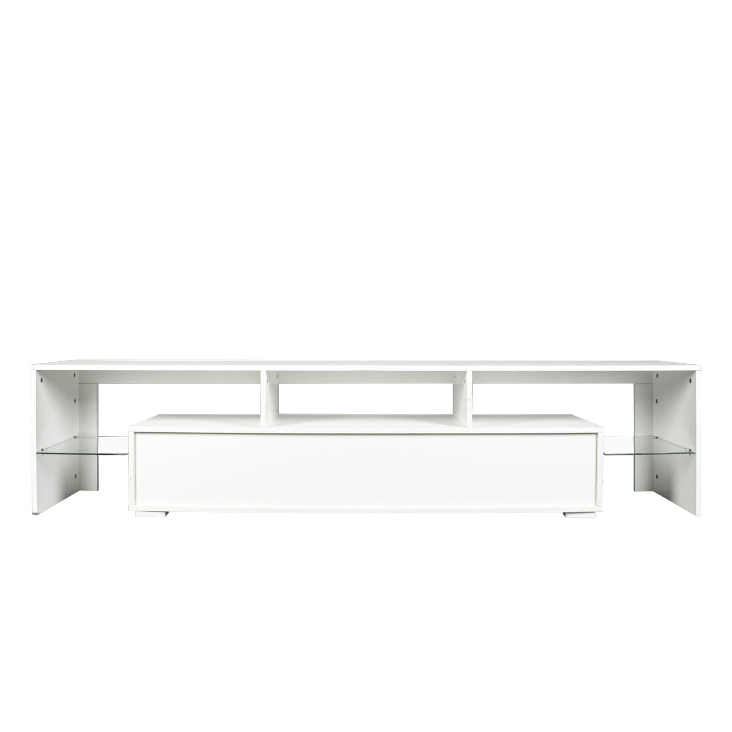 Nate Gloss TV Stand with LED Lights for 80 inch TV - White