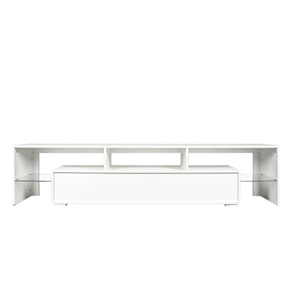 Nate Gloss TV Stand with LED Lights for 80 inch TV - White