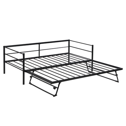 Wago Twin Size Metal Daybed with Adjustable Trundle - Black