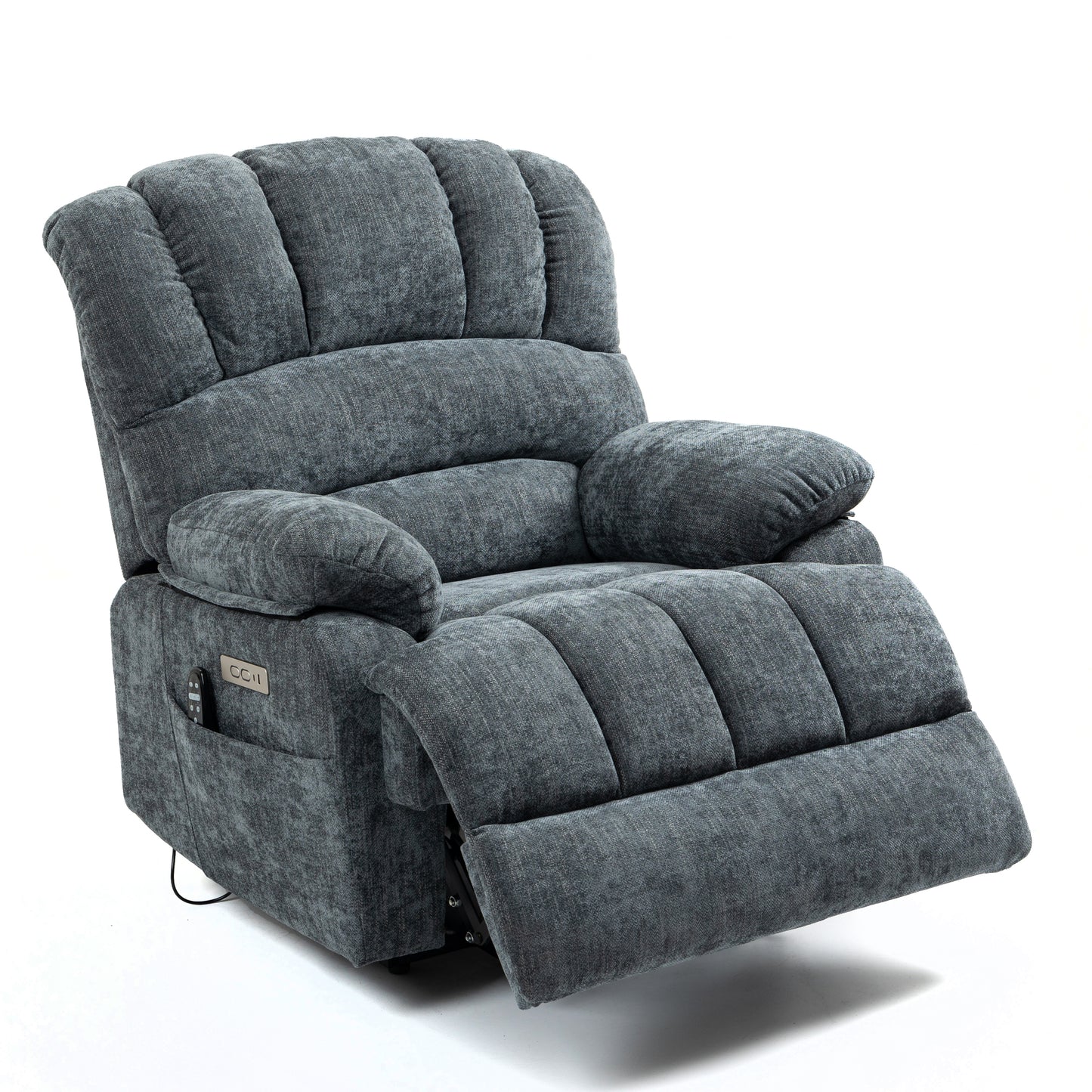 Mia Heat Massage Chenille Power Lift Recliner Chair - Blue-Gray