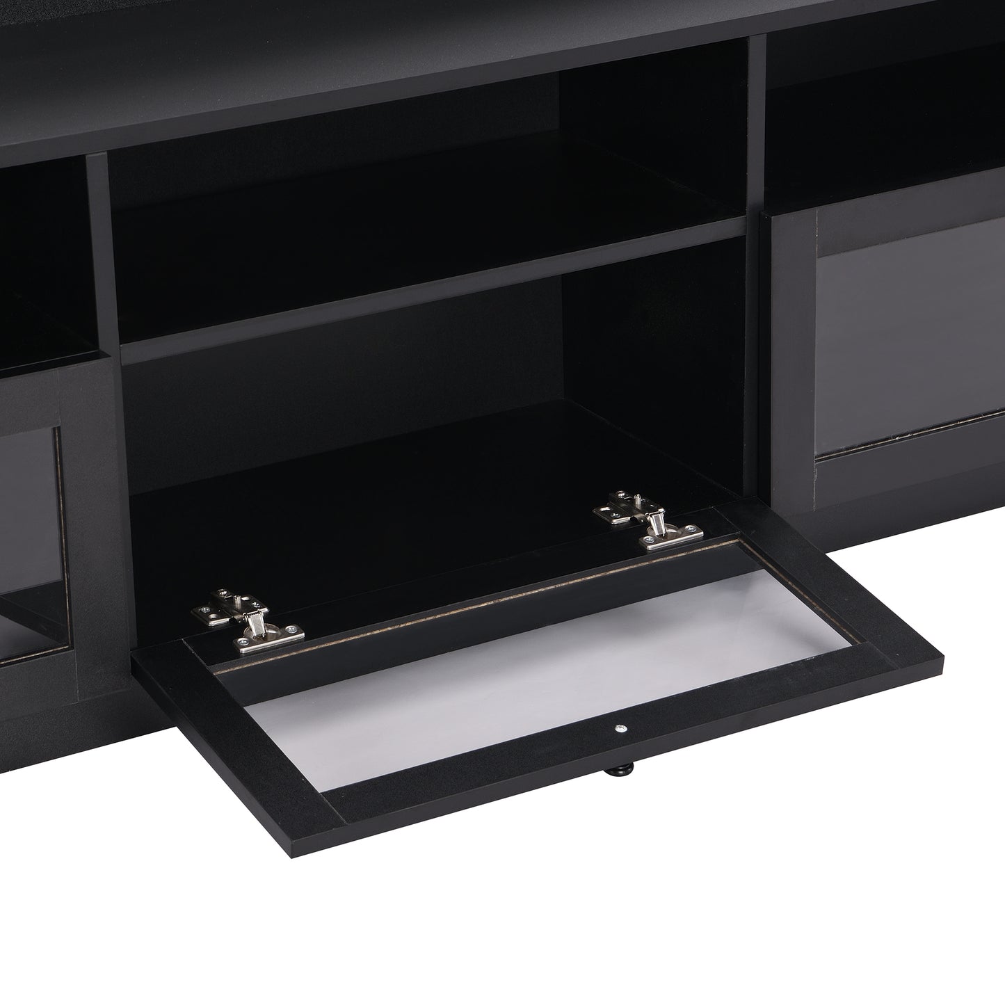 Ashton TV Stand with Acrylic Board Door - Black