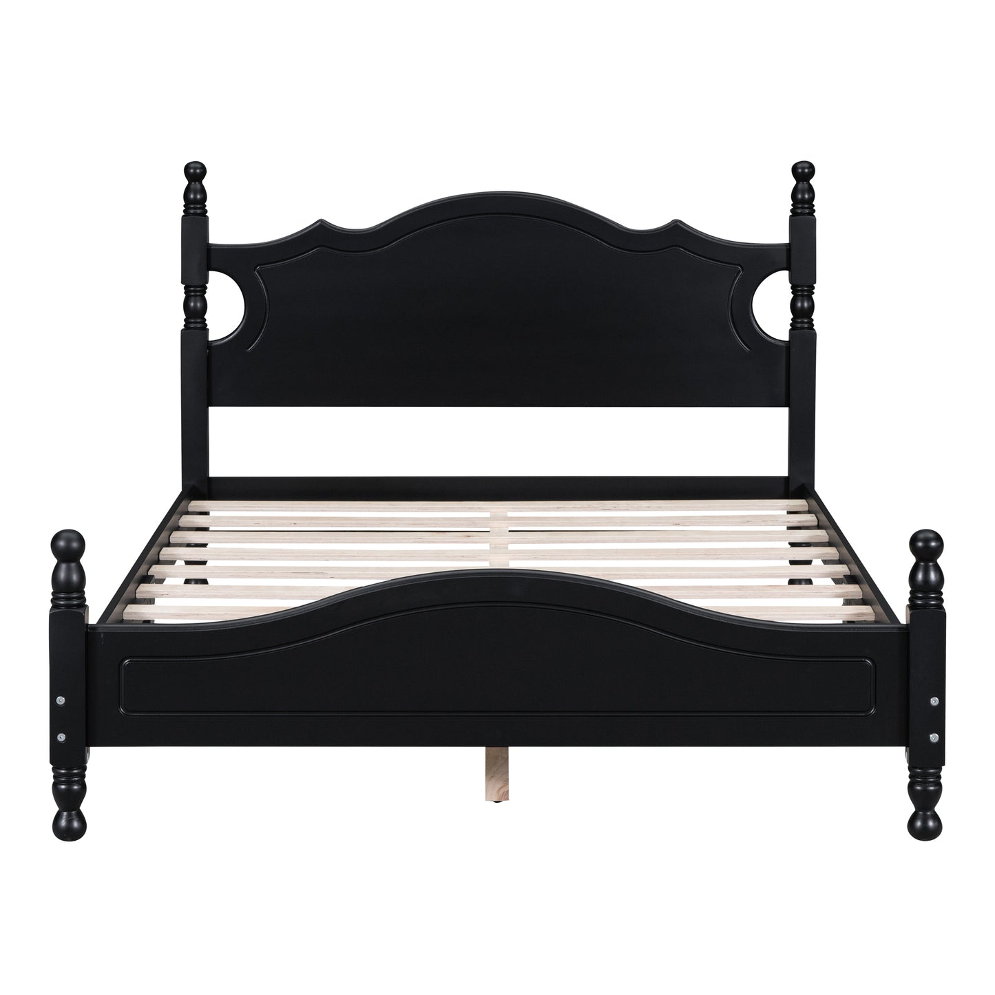 Quarto II Full Size Wood Platform Bed Frame - Black