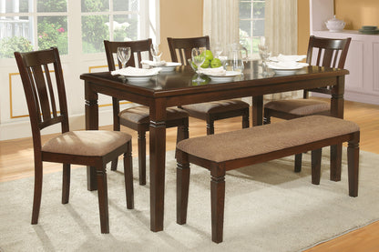 Tia 6pc Dining Set Dining Table 4x Side Chairs 1x Bench - Espresso