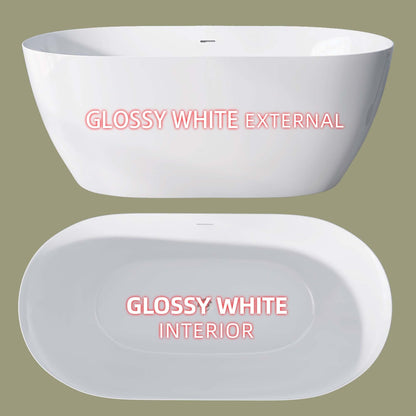 Nuvo 51" Acrylic Free Standing Oval Shape Soaking Tub - Gloss White