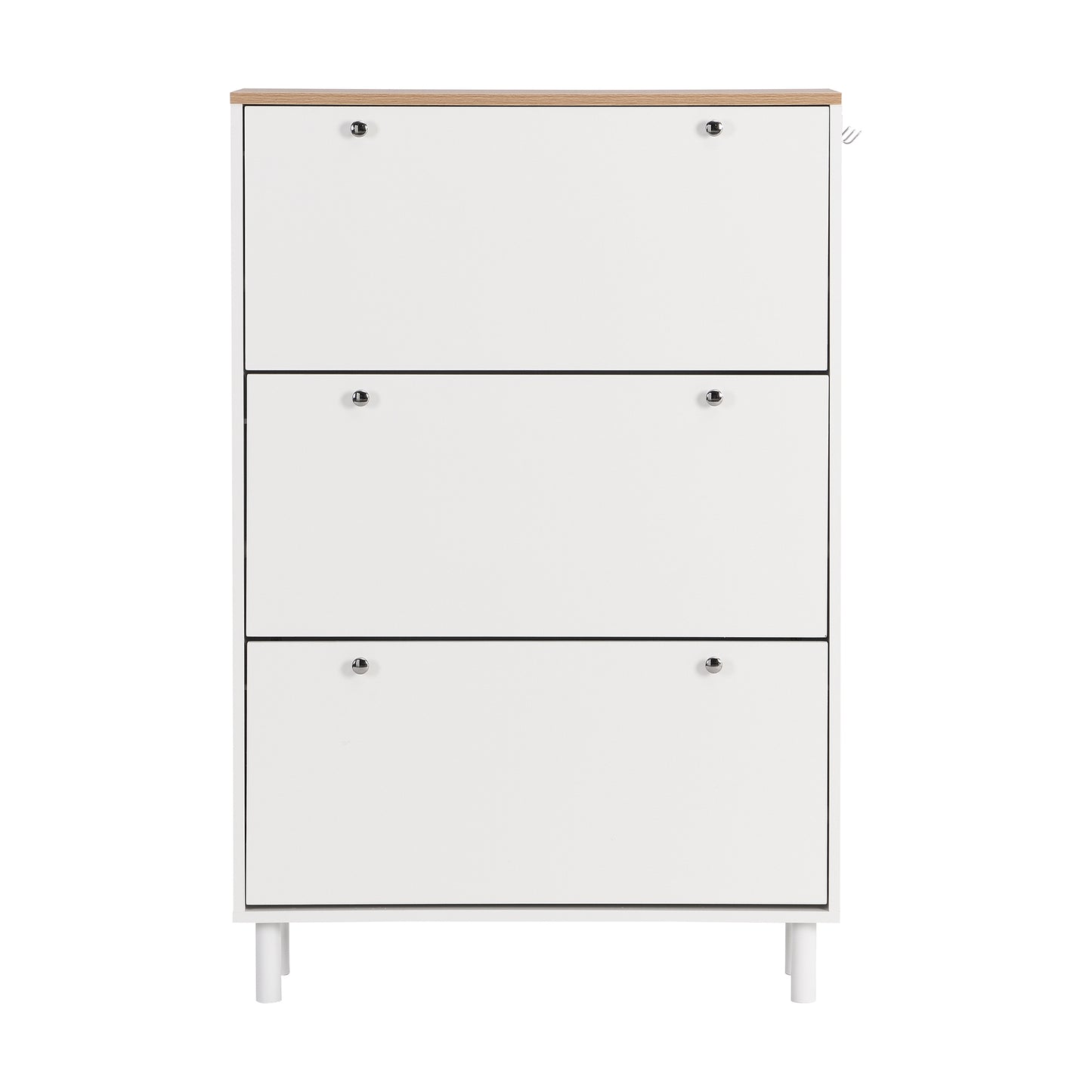 Bio Shoe Cabinet with 3 Flip Drawers - White