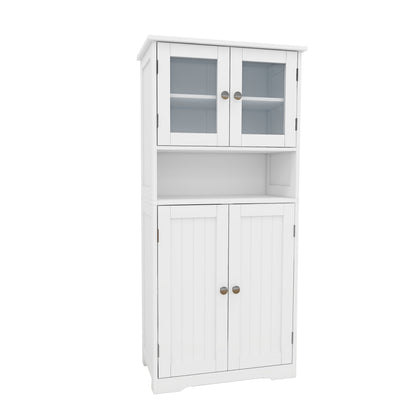 Myra II Storage Cabinet with Glass Doors - White