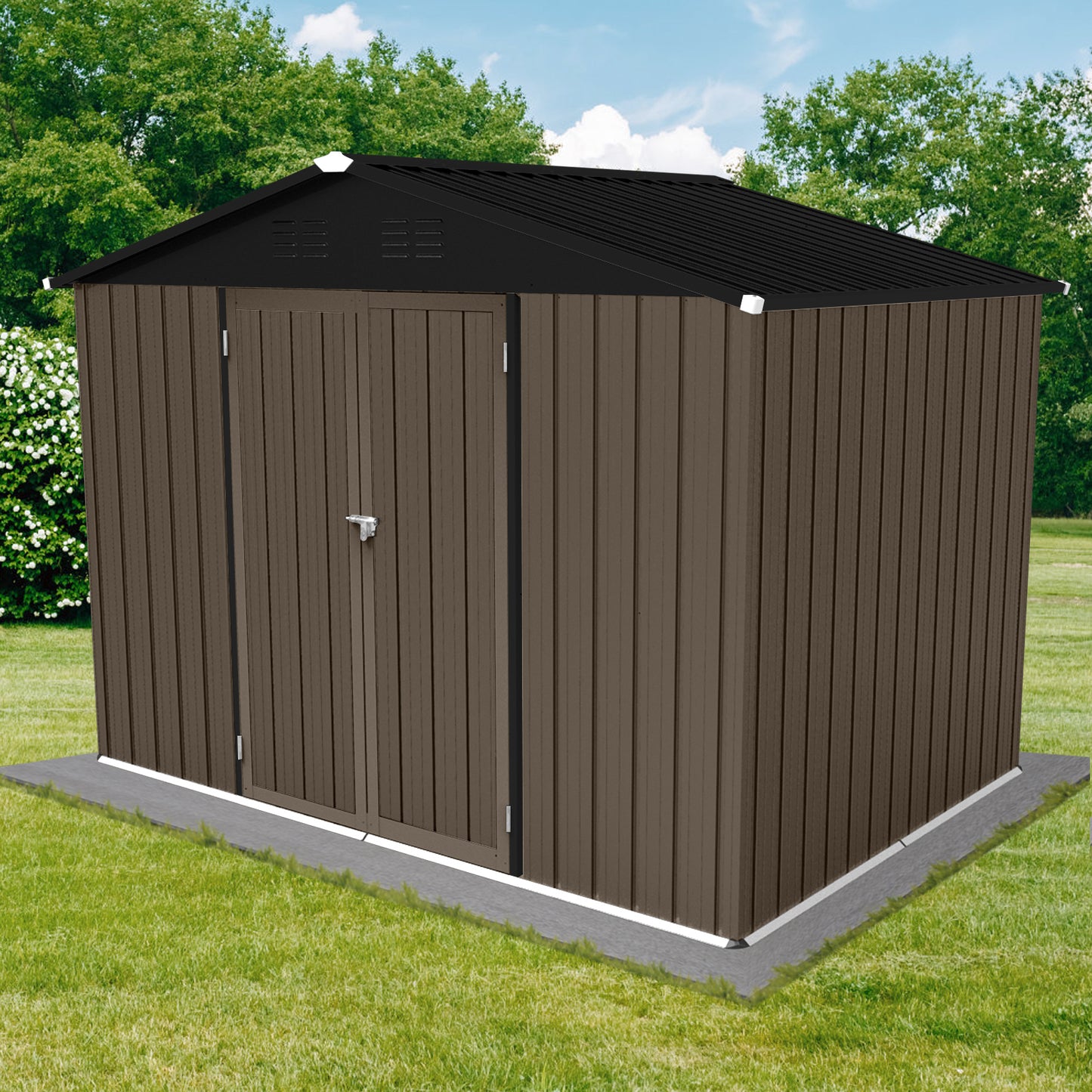 Homer 6 X 8 ftMetal Garden Sheds Outdoor Storage - Brown+Black