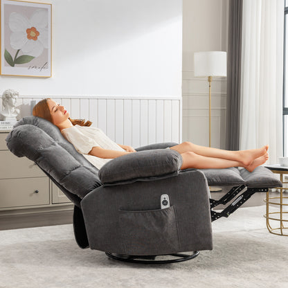 Tulano Oversized Power Recliner with Massage - Gray