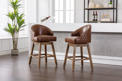 COOLMORE PU Leather Bar Stools - Brown Set of 2