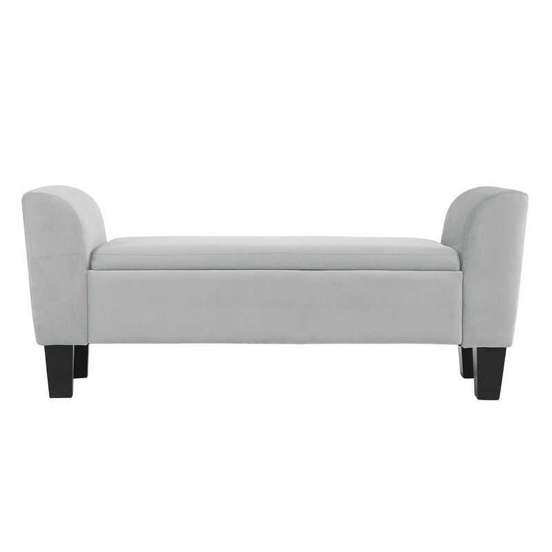 Mila Velvet Ottoman Bench with Storage - Gray