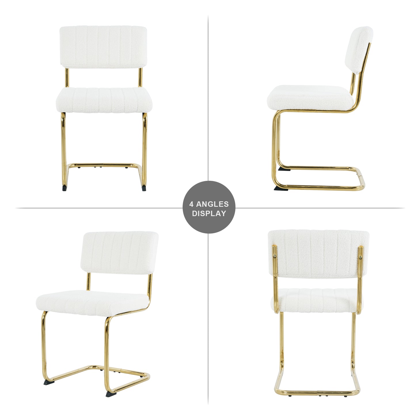 Ezell Dining Chairs with Gold Metal Leg (Set of 4) - White