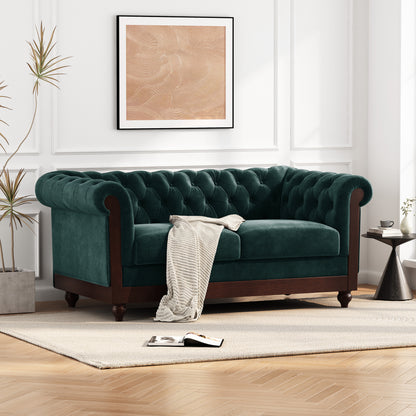 Vivalux Velvet Loveseat Sofa - Dark Green