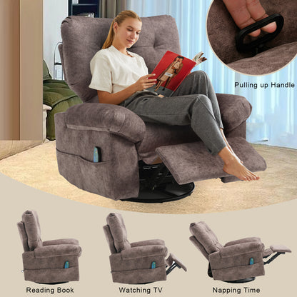 Aria Fabric Rocker Recliner Chair with Massage and Heat - Brown