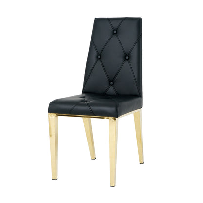 Valerio Pu Dining Chairs with Gold Leg (Set of 2) - Black