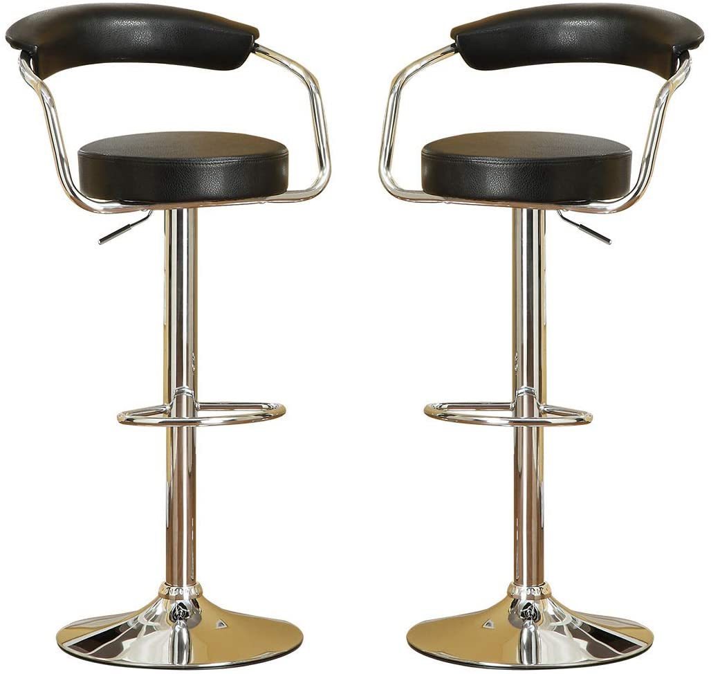 Park Adjustable Swivel  Bar Stool - Black Set of 2