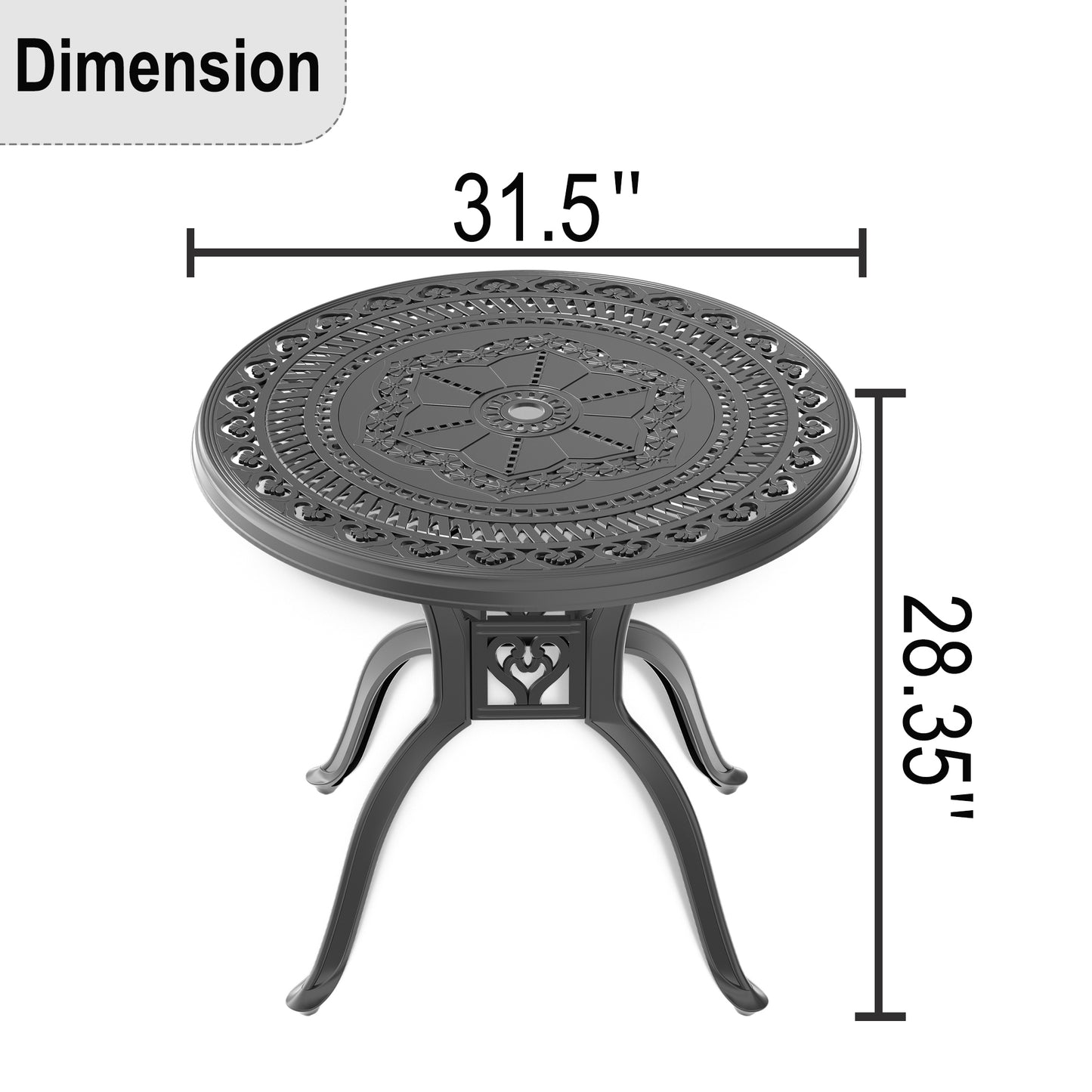 Olsen Cast  Aluminum Round Patio Dining Table - Black