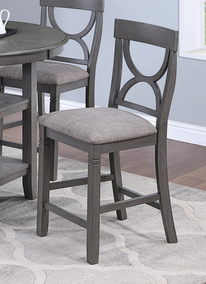 Umar 5pc Dining Counter Height Dining Set Table w  4x Chairs - Gray