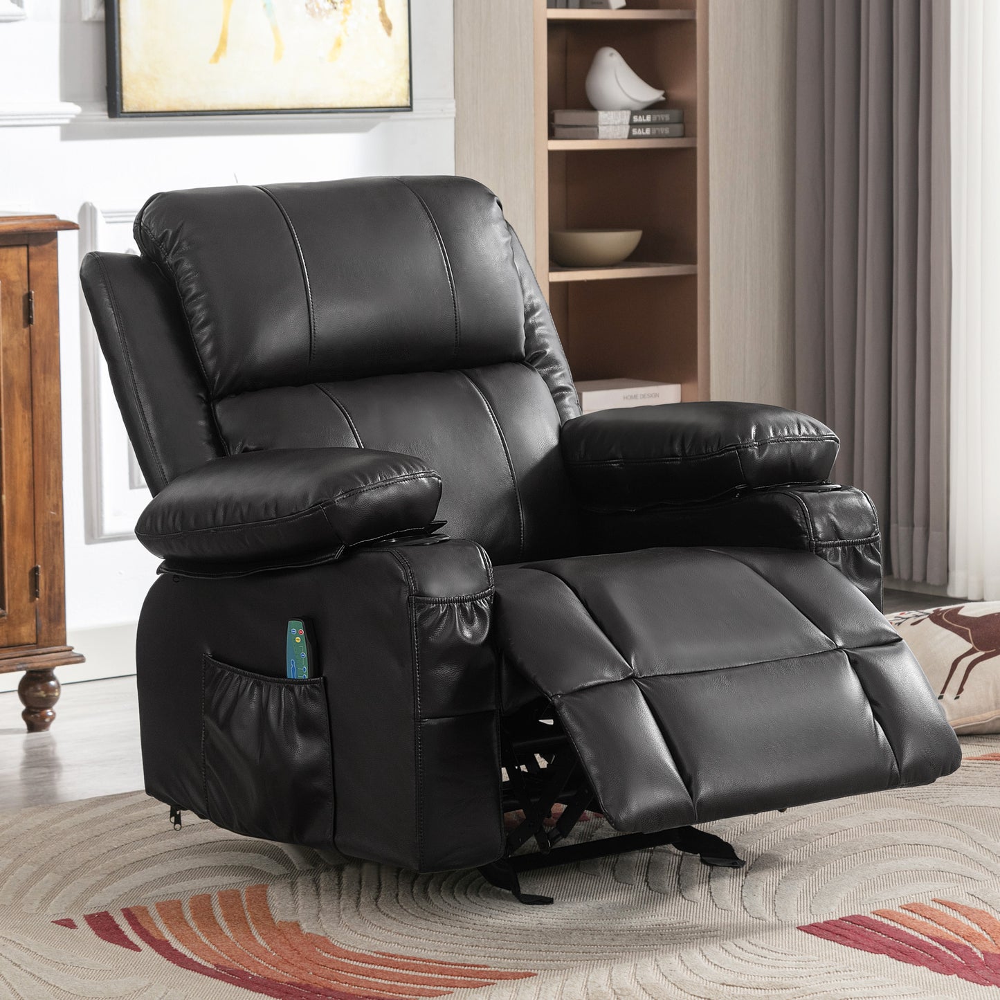 Marta Power Recliner with Massage and Heat - Black