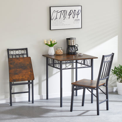 Mana Metal & Wood Seat Dining Chairs - Brown