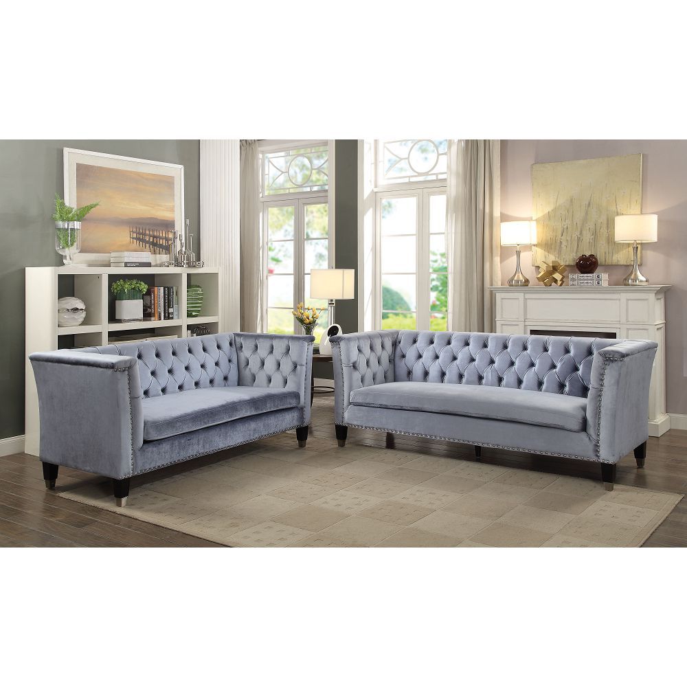 Honor Velvet Loveseat - Gray