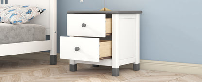 Hana Wooden Nightstand with Two Drawers - White