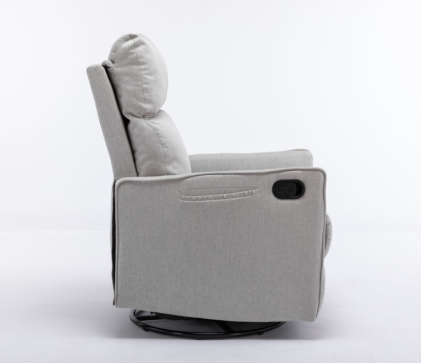 Cotton Linen Fabric Swivel Rocking Chair - Light Gray