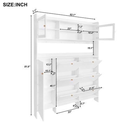 Felix II Multifunctional Shoe Cabinet with Open Storage Platform - White