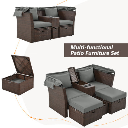 Ginson 2-Seater Outdoor Patio Daybed - Gray