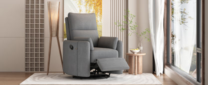 Niki Upholstered Swivel Recliner - Dark Grey