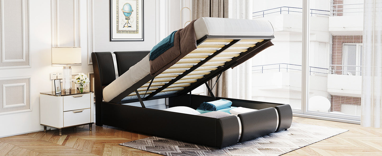 Quillon Full Size Storage Platform Bed w Hydraulic System - Black