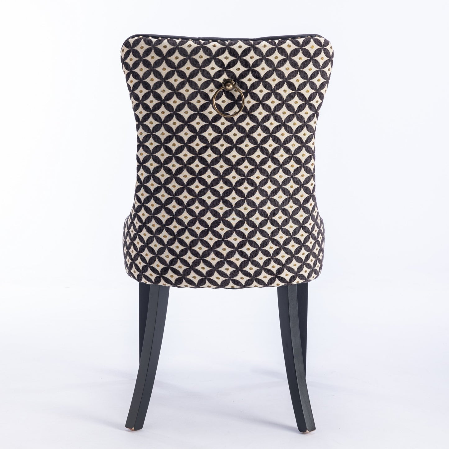 Nikki Velvet Dining Chair w Patterned (Set of 2) - Black