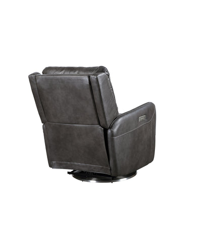 Elegant Triple-Power 360 Swivel Faux-Leather Recliner - Charcoal