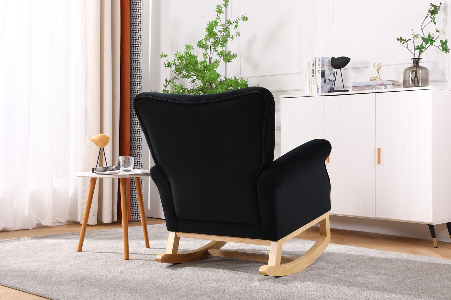 Jarvis Velvet Rocking Chair - Black