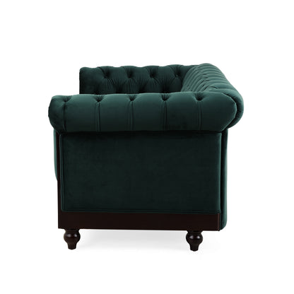 Vivalux Velvet Loveseat Sofa - Dark Green