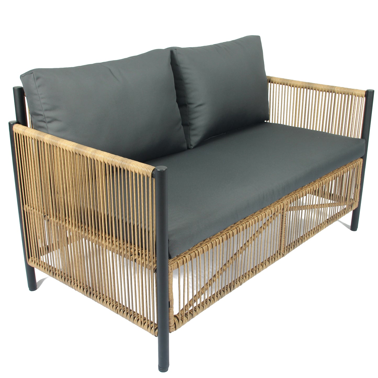 Pax 4 Pc Outdoor Patio Rattan Wicker Set - Black