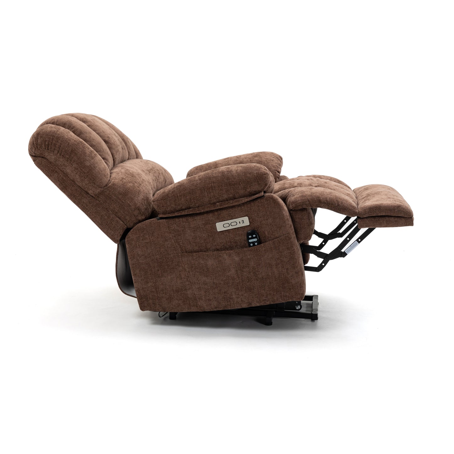 Mia Heat Massage Chenille Power Lift Recliner Chair - Brown