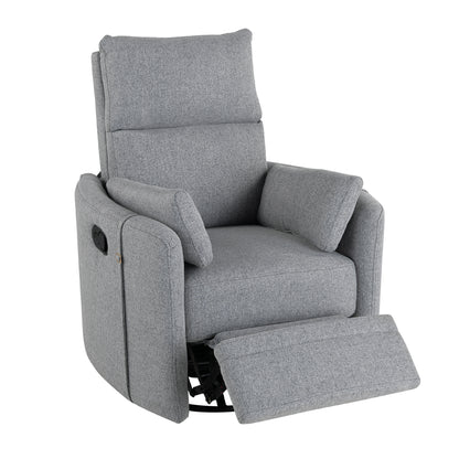 Niki Upholstered Swivel Recliner - Dark Grey