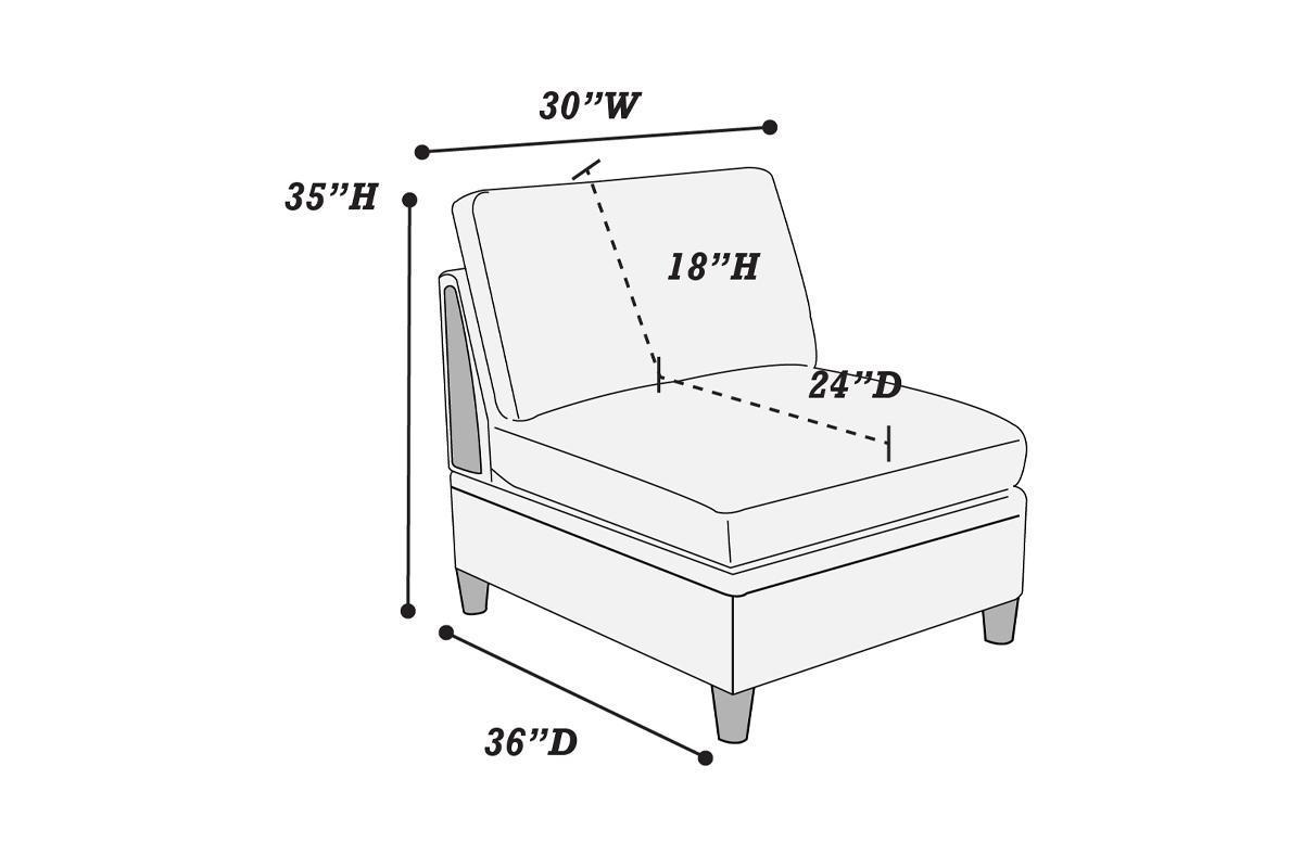 Felix 6pc Modular Sectional Sofa Set 3x Wedges 2x Armless Chair And 1x Ottoman  - Steel Gray