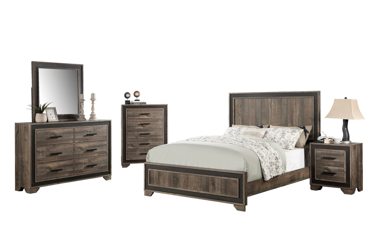 Morpheus Queen Size Bed - Oak