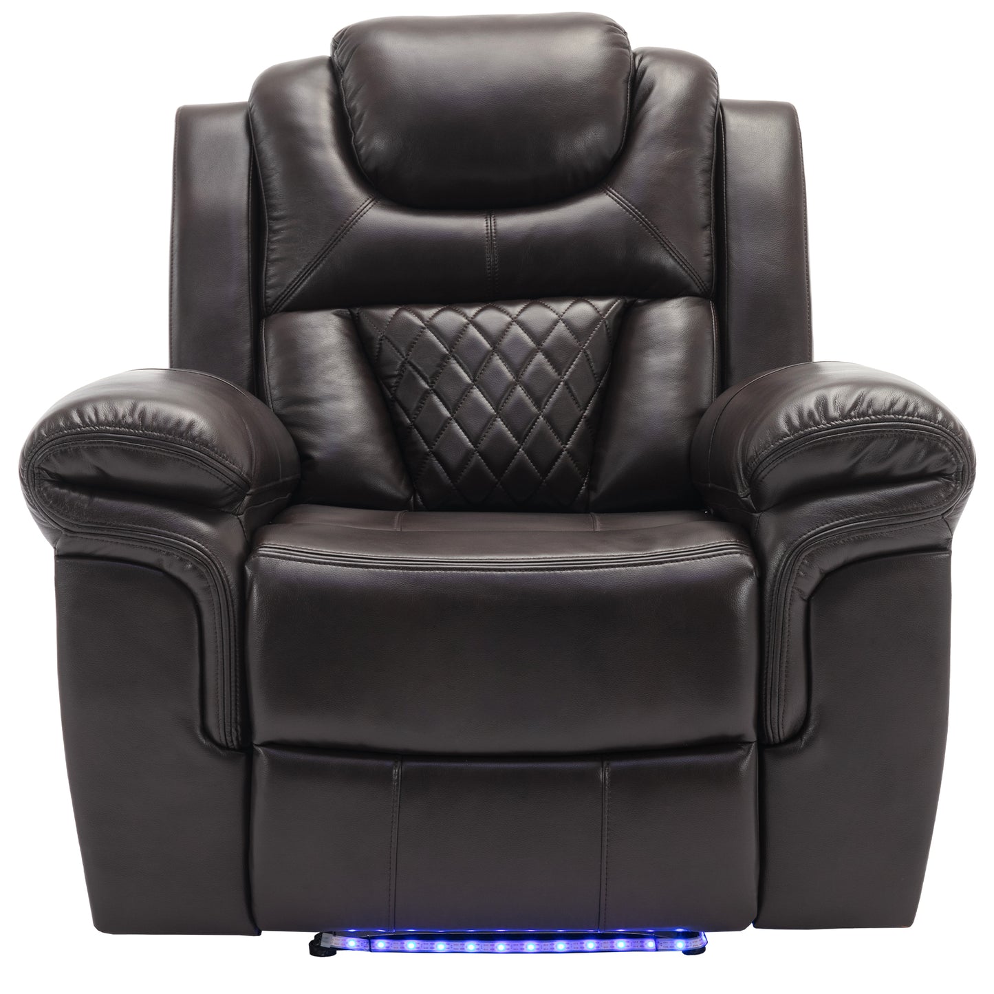 Milo Manual Recliner Chair with LED Light Strip - Brown