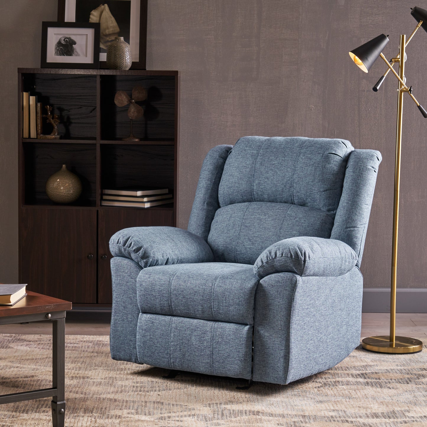 Cole Manual Recliner Chair - Navy Blue