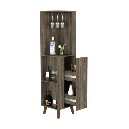 Plex Corner Bar Cabinet - Dark Brown