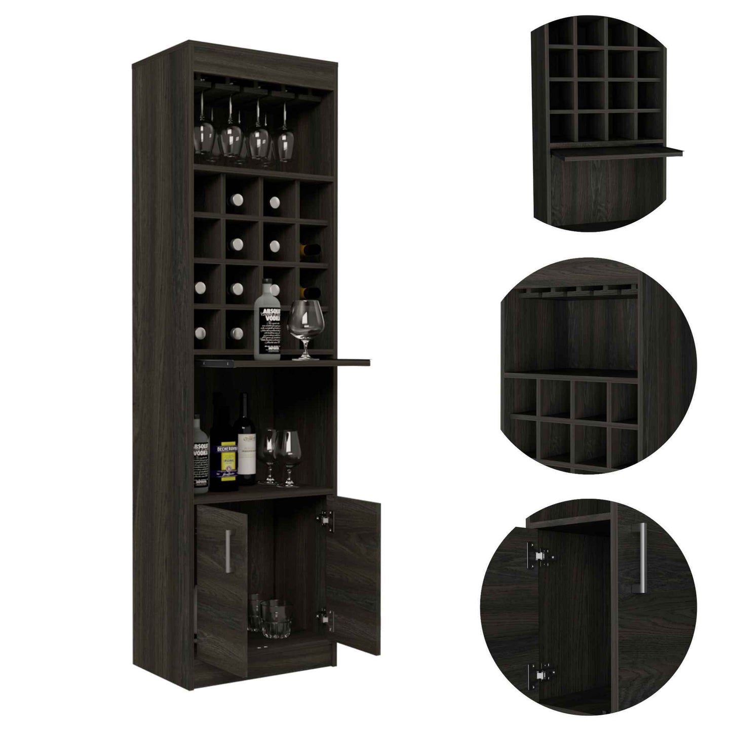 Wolcott 16-Bottle 1-Shelf Bar Cabinet - Espresso