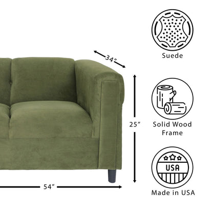 Trinity Suede Loveseat Sofa - Green