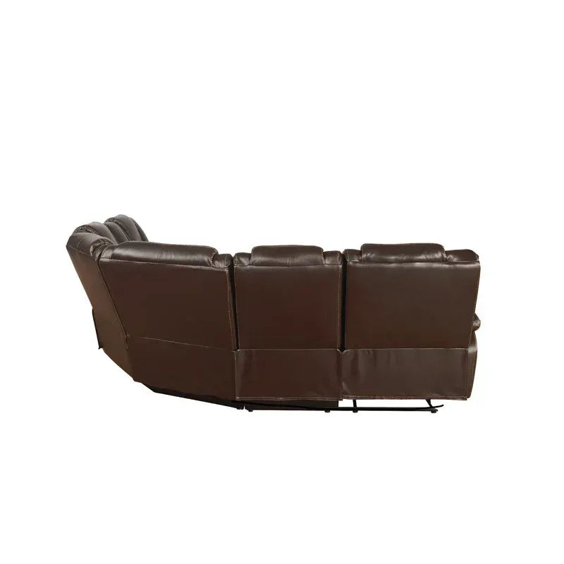 Hiroshi Power Reclining Sectional Faux Leather Sofa - Brown