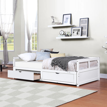 Urban Twin Size Wooden Daybed with 2 Drawers - White