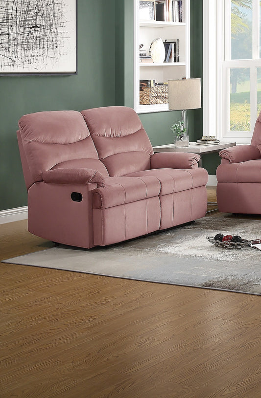 Bray Manual Recliner Velvet Loveseat - Pink