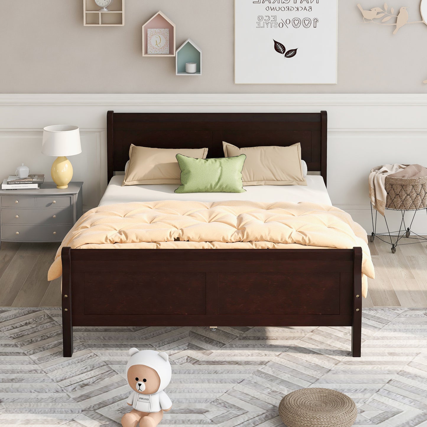 Urban Fusion Queen Size Wood Platform Bed - Espresso