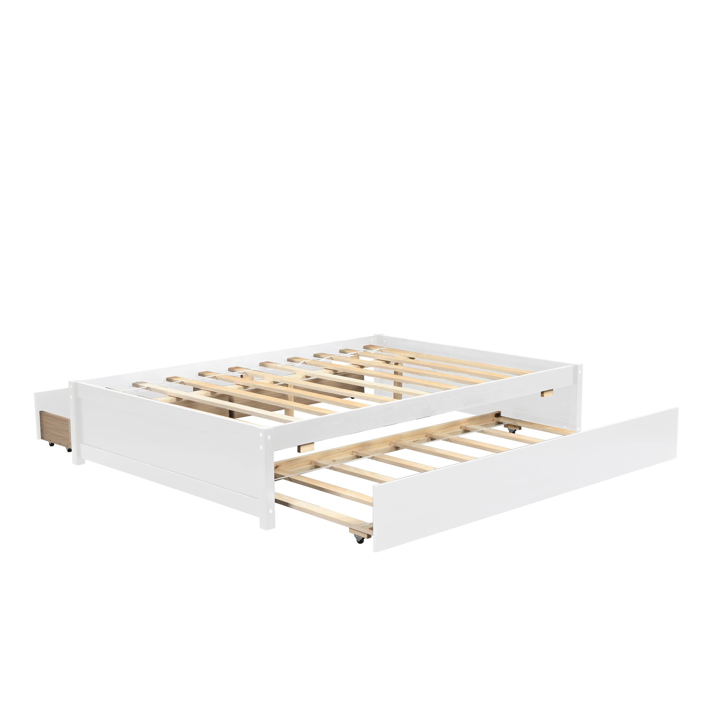 Trundle Max Twin Bed with Storage Drawers - White