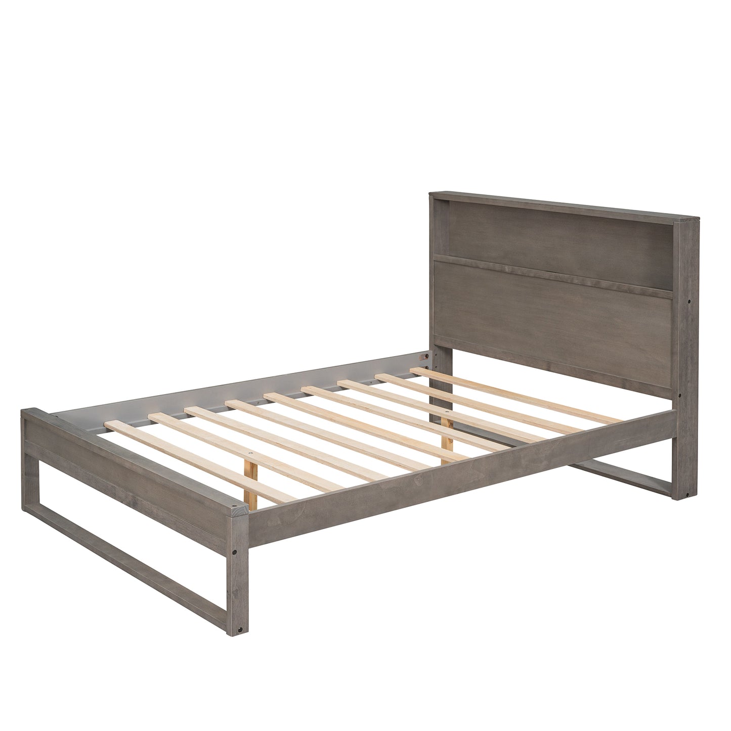 Mora Full Size Platform Bed Frame with Storage - Gray